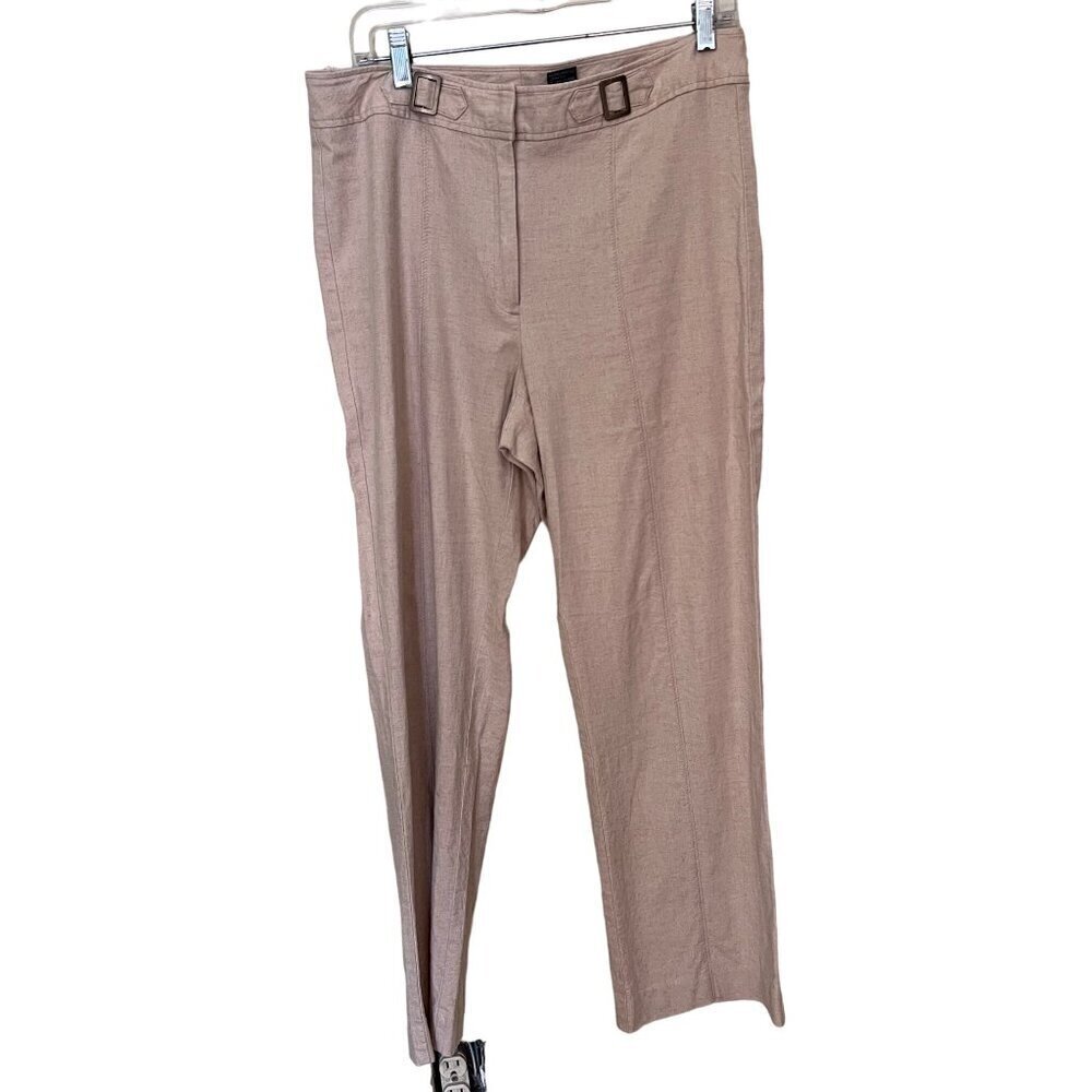 R.Q.T Womens Beige Linen Blend Pants Size 12 Lagenlook Boho‎ Beachy Coastal